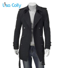 Load image into Gallery viewer, Lisa Colly New Men&#39;s Wool coat  Autumn Men&#39;s Trench Coat Men Double Breasted Woolen Coat Long Jacket Man winter warm Outercoat