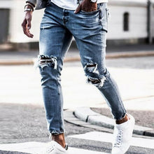 Load image into Gallery viewer, Men&#39;s Jeans Skinny Hip Hop Cool Streetwear Biker Embroidery Patch Hole Ripped Zipper Jeans Slim Mens Clothes Pencil Homme Jeans