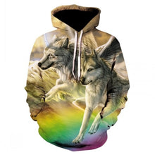 Load image into Gallery viewer, Fashion Men Wolf Animal 3D Printed Hooded Hoodies Men / Women&#39;s Shinning Wolf Design Sweatshirts 3D Harajuku Hoody