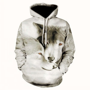 Fashion Men Wolf Animal 3D Printed Hooded Hoodies Men / Women's Shinning Wolf Design Sweatshirts 3D Harajuku Hoody