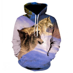 Fashion Men Wolf Animal 3D Printed Hooded Hoodies Men / Women's Shinning Wolf Design Sweatshirts 3D Harajuku Hoody