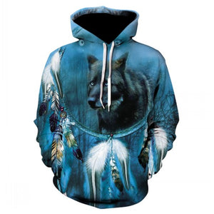 Fashion Men Wolf Animal 3D Printed Hooded Hoodies Men / Women's Shinning Wolf Design Sweatshirts 3D Harajuku Hoody