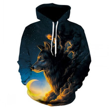 Load image into Gallery viewer, Fashion Men Wolf Animal 3D Printed Hooded Hoodies Men / Women&#39;s Shinning Wolf Design Sweatshirts 3D Harajuku Hoody