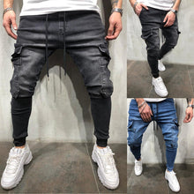 Load image into Gallery viewer, Men Clothes Hip Hop Sweatpants Skinny Motorcycle Denim Pants Zipper Designer Black Jeans Mens Casual Men Jeans Trousers