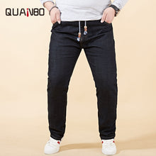 Load image into Gallery viewer, Fat Big Plus size Mens Jeans 42 44 46 48 2019 New Stretch Elastic waist  Men Distressed Jeans Casual Loose Denim Trousers Black