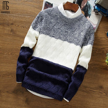 Load image into Gallery viewer, Manoswe Casual Long Sleeve Autumn Winter Sweater Men Korean Style Slim Knitted Blue Sweater Pullover Jumper Fashion Christmas