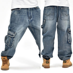 2019 New Casual Large Size Jeans Men Plus Fertilizer to increase the individuality fashion Hip-hop jeans Loose