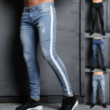 Load image into Gallery viewer, Goocheer Men Skinny jeans Pant Casual Trousers 2019 denim black jeans homme stretch Side Striped pencil Pants fit streetwear 3XL