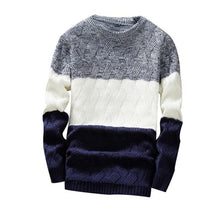 Load image into Gallery viewer, Men&#39;s Knitted Sweater Autumn Winter Casual O-Neck Striped Slim Knittwear Mens Sweaters Pullovers Jumper Pull Homme Clothes