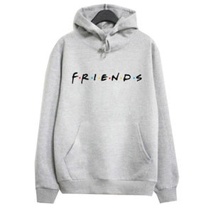 Women Friends Hoodies Harajuku Letters Print Pocket Warm Thicken Pullovers Hip Hop Loose Solid Female Sweatshirts