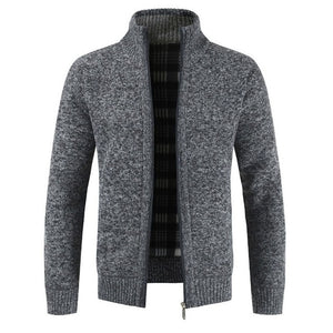 New Autumn and Winter Men's Thick Cardigan Sweater Slim Mens turndown collar Solid color Knit Shirt Jacket