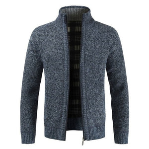 New Autumn and Winter Men's Thick Cardigan Sweater Slim Mens turndown collar Solid color Knit Shirt Jacket