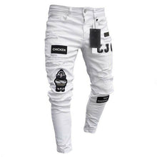 Load image into Gallery viewer, Fashion Men Stretchy Ripped Skinny Biker Hip Hop Jeans Destroyed Taped Patch Slim Pencil Denim Long Pants