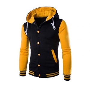 Men Hoodie Baseball Jacket Button Autumn Warm Hooded Long Sleeve Pullover Men's Casual Hoodie Sweatshirt Slim design good shape