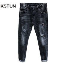 Load image into Gallery viewer, Mens Ripped Jeans Super Skinny Jeans Men Stretch Distressed Streetwear Hip hop Patched Tapered Casual Pants Biker Jeans homme