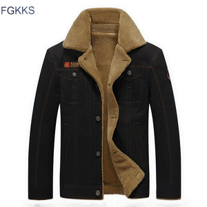 FGKKS 2018 Men Jacket Coats Winter Military Bomber Jackets Male Jaqueta Masculina Fashion Denim Jacket Mens Coat