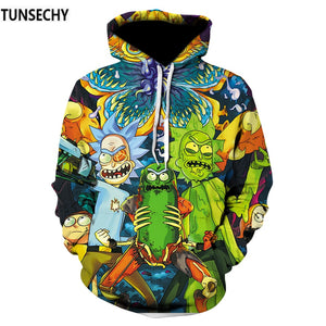 TUNSECHY Brand Cosmos 2018 Fashion Brand 3D hoodies cartoon rick and morty print Women/Men Hoody casual hooded sweatshirts