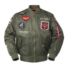 Load image into Gallery viewer, 2018 Autumn Top gun Us navy MA1 letterman varsity baseball Pilot air force flight college tactical military army jacket for men