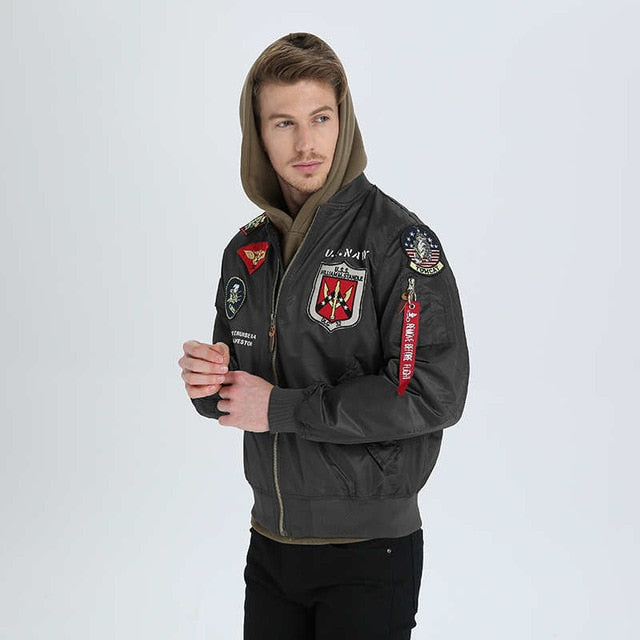 2018 Autumn Top gun Us navy MA1 letterman varsity baseball Pilot air force flight college tactical military army jacket for men