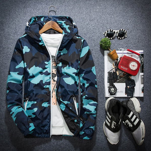 2018 New Camouflage Jacket Men Plus Size Camo Hooded Windbreaker Jackets Military Canvas Jacket Parka Fashion Streetwear