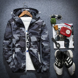 2018 New Camouflage Jacket Men Plus Size Camo Hooded Windbreaker Jackets Military Canvas Jacket Parka Fashion Streetwear