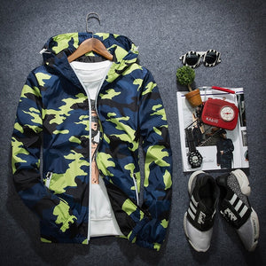 2018 New Camouflage Jacket Men Plus Size Camo Hooded Windbreaker Jackets Military Canvas Jacket Parka Fashion Streetwear