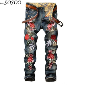 Brand jeans men denim flowers of embroidery designer jeans men high quality classic and fashion men jeans #0791