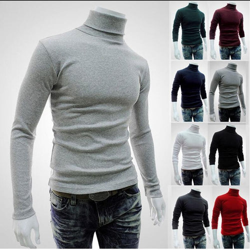 2019 New Autumn Winter Men'S Sweater Men'S Turtleneck Solid Color Casual Sweater Men's Slim Fit Brand Knitted Pullovers