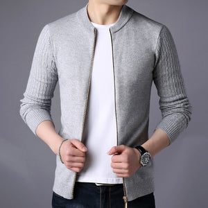 MIACAWOR Sweater Men Cardigan Blusa de frio Masculino Solid Casual Knitwear Sweater Slim Fit Zipper Sweater Pull Homme Y061